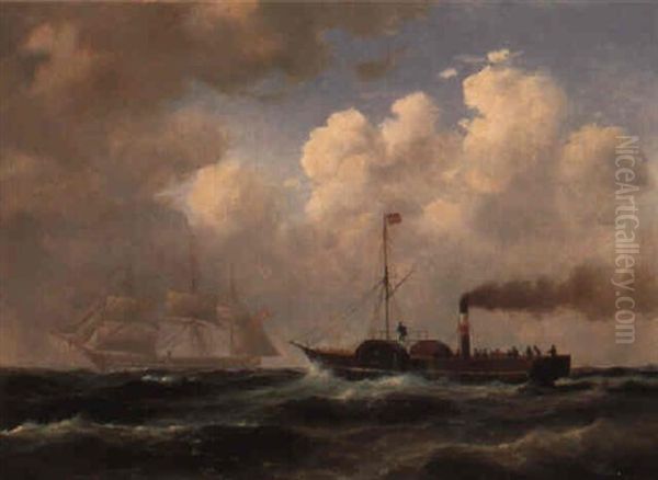 Marine Med Hjuldamperen 'robert' Og Fregatten 'jylland' - view 1