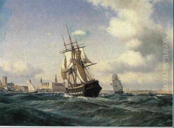 Marine Med Sejlskibe Ud For Kronborg - view 1