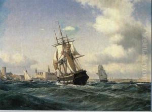 Marine Med Sejlskibe Ud For Kronborg