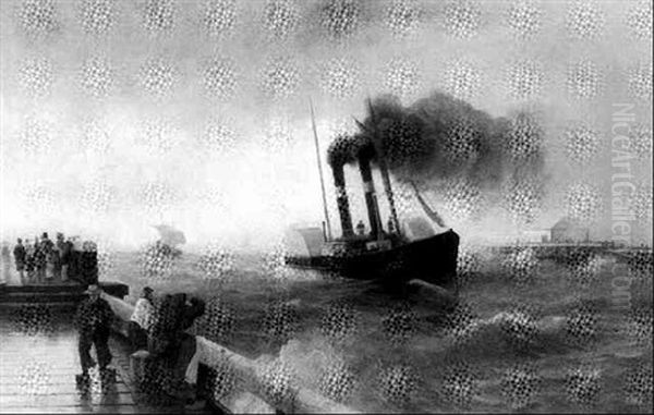 Kanaldampfer In Den Hafen Von Ostende Einfahrend - view 1