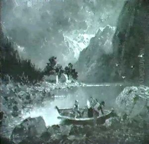 Gebirgssee Mit Booten by Emil (Friedrich) Neumann