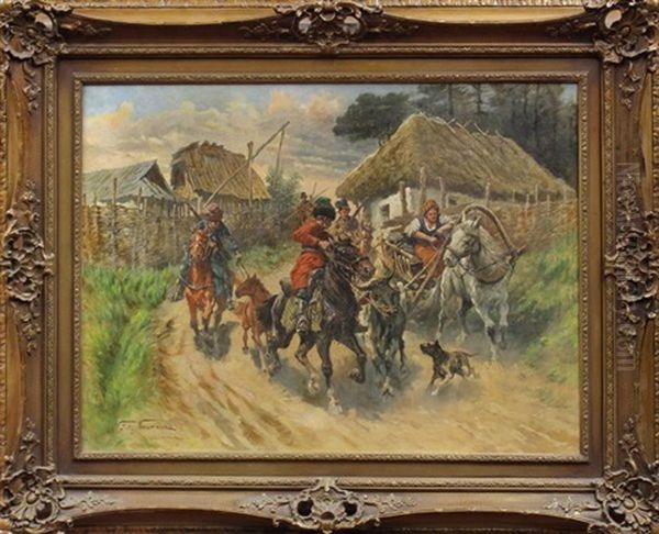 Russian Cossacks Rounding Up Livestock - view 1
