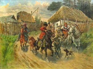 Cossacks In A Village by Fritz Neumann