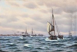Seascape With Kronborg Castle In The Background by Johan Jens Neumann