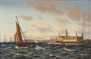 Sailing Ships Off The Coast Of Kronborg Castle Sailing Ships Off The Coast Of Kronborg Castle