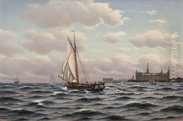 Sailing Ships Off Kronborg Castle - view 1