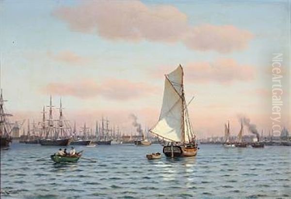 Numerous Sailing Ships In The Port Of Copenhagen - view 1