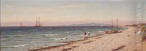 Summer Day At A Coast With Playing Children On The Beach - view 1