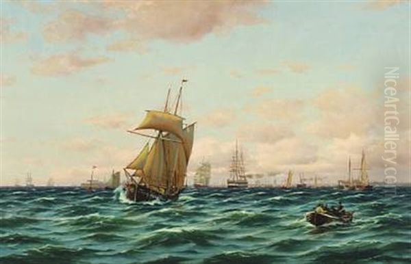 Seascape With Several Sailingships Outside Copenhagen Harbour - view 1