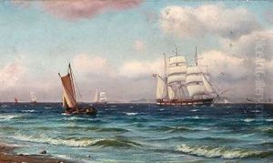 Coastal Scene With Sailing Ships At Sea