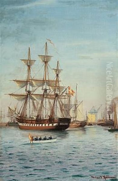 Copenhagen Harbour With Sailing Ships - view 1