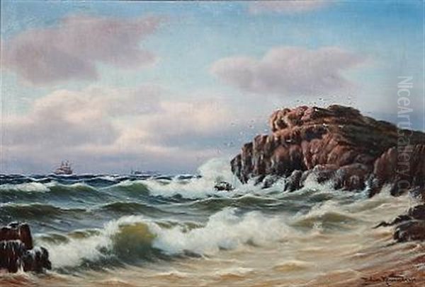 Breakers With Sailing Ships At Sea - view 1