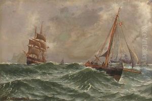 Sailing Ships In High Waves by Johan Jens Neumann