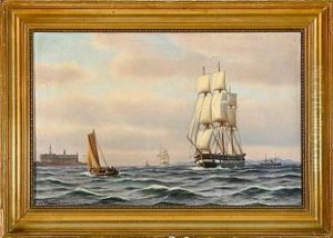 Fregatten Jylland Staaer Sundet Ud by Johan Jens Neumann
