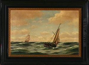 Marine With Sailing Ships On Open Sea by Johan Jens Neumann