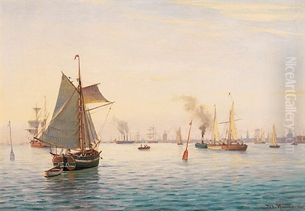 Blick Auf Den Morgendlichen Hafen Von Kopenhagen Mit Zahlreichen Schiffen - view 1
