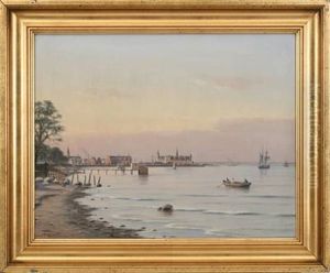 Seascape, In The Background Kronborg Castle And Helsingor Town
