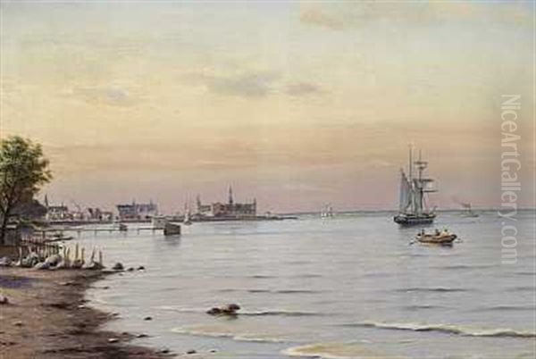 Sejlskibe I Sundet Ud For Kronborg - view 1