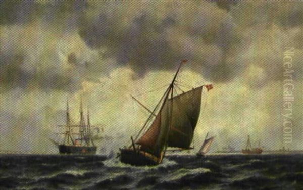 Marine Med Livlig Trafik Ud For Kronborg - view 1