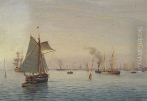 Sejlskibe Ud For Kobenhavn by Johan Jens Neumann
