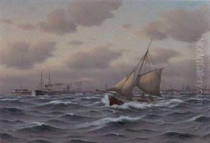 Marine Med Skibe Udfor Kobenhavns by Johan Jens Neumann