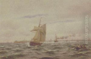 Marine Med Sejlskibe Udfor Kobenhavns Havn by Johan Jens Neumann