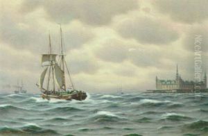 Hollandsk Skonnert Ud For Helsingor by Johan Jens Neumann