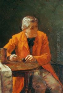 Portrait Of A Man In A Red Coat Seated At A Table by William Verplanck Birney