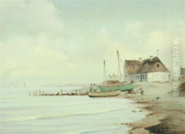 Parti Fra Sjaellands Odde Med Fiskerhuse Og Sejlbade I Strandkanten - view 1