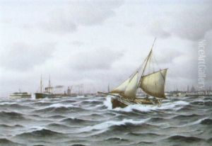 Marine Med Skibe Udfor Kobenhavns Havn by Johan Jens Neumann