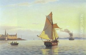 Skibe Pa Havet Udfor Kronborg by Johan Jens Neumann