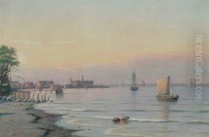 Sejlskibe Ud For Kronborg by Johan Jens Neumann