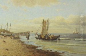 Fiskere Ved Stranden, Raageleje by Johan Jens Neumann