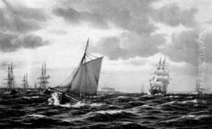 Segelschiffe Vor Kopenhagen by Johan Jens Neumann