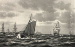Hafeneinfahrt Von Kopenhagen Mit Zahlreichen Segelschiffen