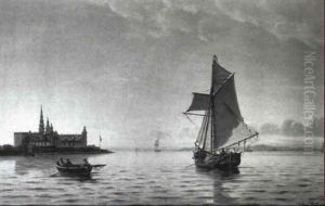 Marine Med Skibe I Sundet Ud For Kronborg by Johan Jens Neumann
