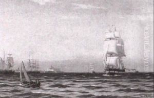 Skibe Pa Helsingor Red, Eftermiddagssol by Johan Jens Neumann