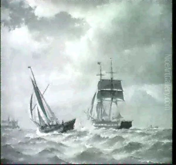 Marine Med Sejlskibe Ud For Kronborg - view 1