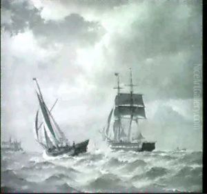 Marine Med Sejlskibe Ud For Kronborg by Johan Jens Neumann