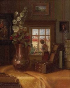 Zimmerinterieur Mit Blick Auf Eine Stadt