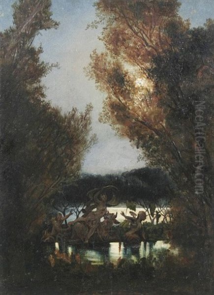 Waldinneres Mit Flus Und Mythologischer Szene (jupiter, Der In Gestalt Eines Stiers Die Schone Europa Entfuhrt?) - view 1