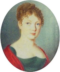 A Lady Wearing A Green Dress With Red Wrap by Ludwig Neureuther
