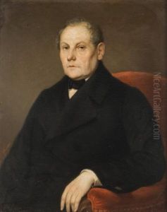 Portrait De Dame A La Coiffe Rose; Portrait D'homme Dans Un Fauteuil Rouge by Ludwig Neustatter