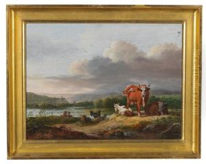 A Pair Of River Landscapes With Grazing Cattle by Maximilian Neustueck