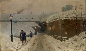 Belfort Sous La Neige, Le Long D'une Fortification, Un Militaire Remontant La Rue Belfort Sous La Neige, Le Long D'une Fortification, Un Militaire Remontant La Rue