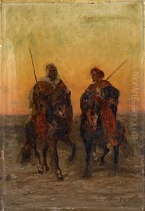 Zwei Araber Zu Pferde by Alphonse Marie de Neuville