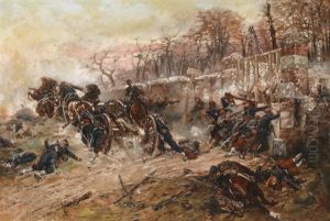 Die Verteidigung Des Longboyau Tores (schloss Buzenval Bei Paris) Am 21. Oktober 1870 by Alphonse Marie de Neuville