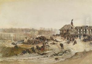 Le Four A Chaux (study For The Panorama Of The Battle Of Champigny) by Alphonse Marie de Neuville