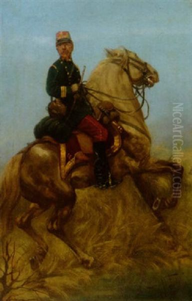 Reiter In Uniform Auf Trabendem Pferd - view 1