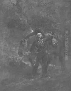 Ein Franzosischer Soldat Fuhrt Sein Pferd Am Zugel by Alphonse Marie de Neuville